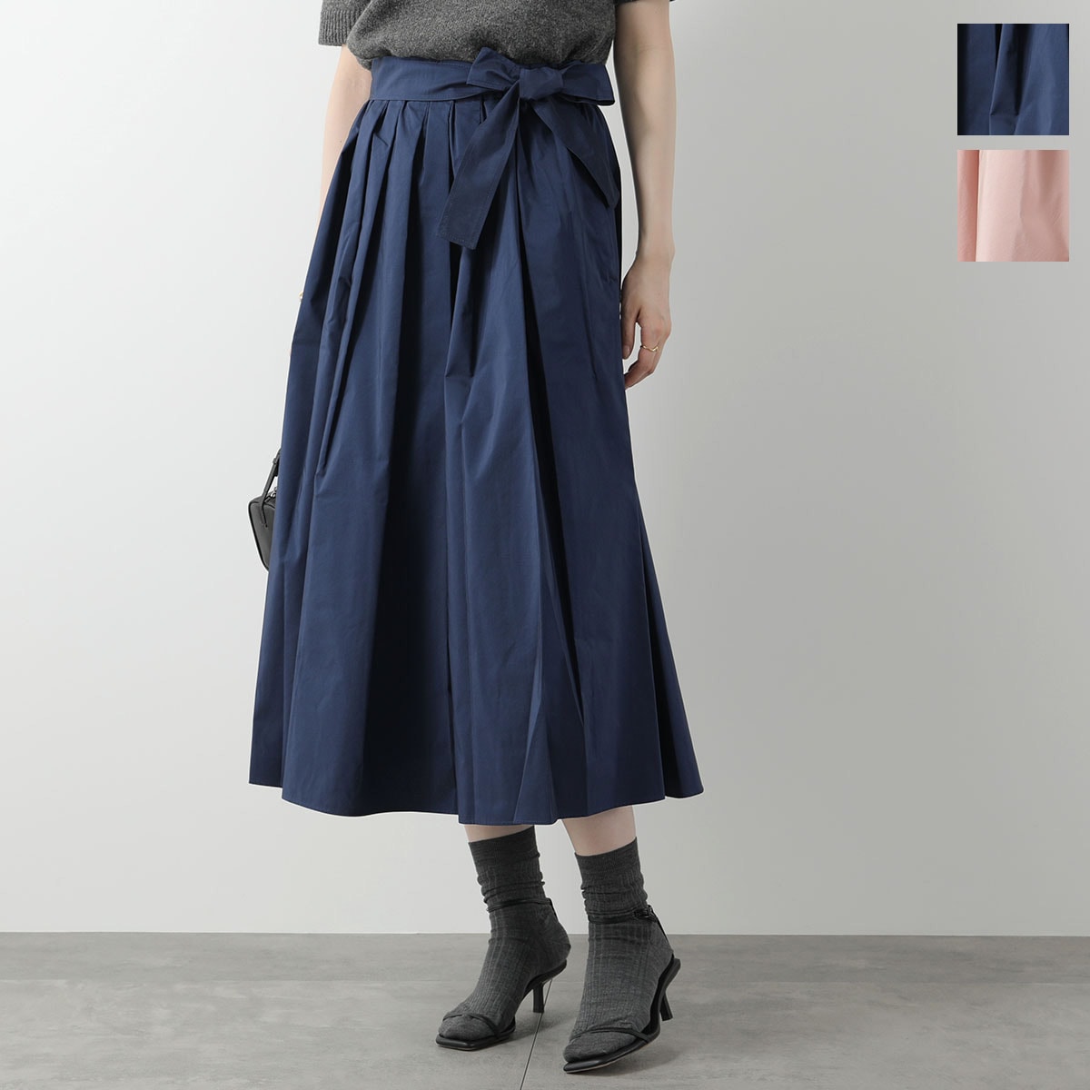 WEEKEND MAX MARA ウィークエンド マックスマーラ フレアスカート ZARDA ザルダ レディース タフタ ギャザー ウエストリボン ロング丈 カラー2色