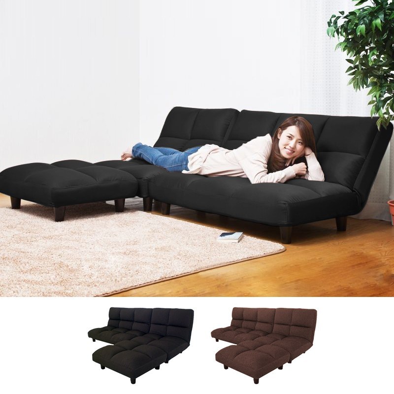 低反発コーナーリクライニングソファ Larice ラリーチェ F-1138 布生地 ブラック