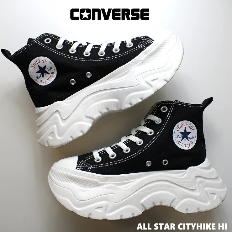 オールスター シティハイク ハイカット ブラック 31314400 CONVERSE ALL STAR CITYHIKE HI レディース スニーカー 厚底 軽量 6cmヒール ジュニア 靴 大人