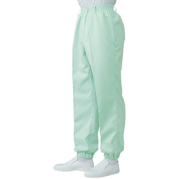 サカノ繊維 工場用白衣男子総ゴムトレパン ノータック 裾ゴム SKH112 グリーン Lサイズ