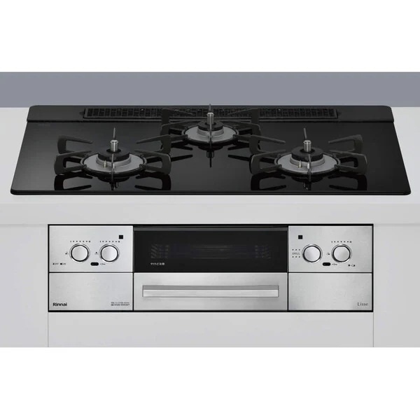 ビルトインガスコンロ プロパンガス用 3口 左右強火力タイプ 幅75cm RHS71W42J1RSTW-LP ナイトブラック Lisse（リッセ）