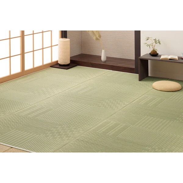 1031360011902 上敷き い草カーペット 市松模様 和室 約255×255cm 団地間4.5畳 メーカー直送