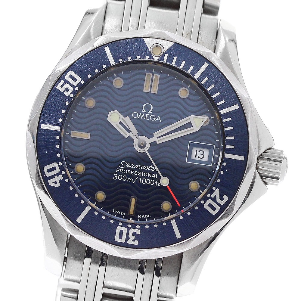 オメガ OMEGA 2583.80 シーマスター300 デイト クォーツ レディース 保証書付き_955243【中古】