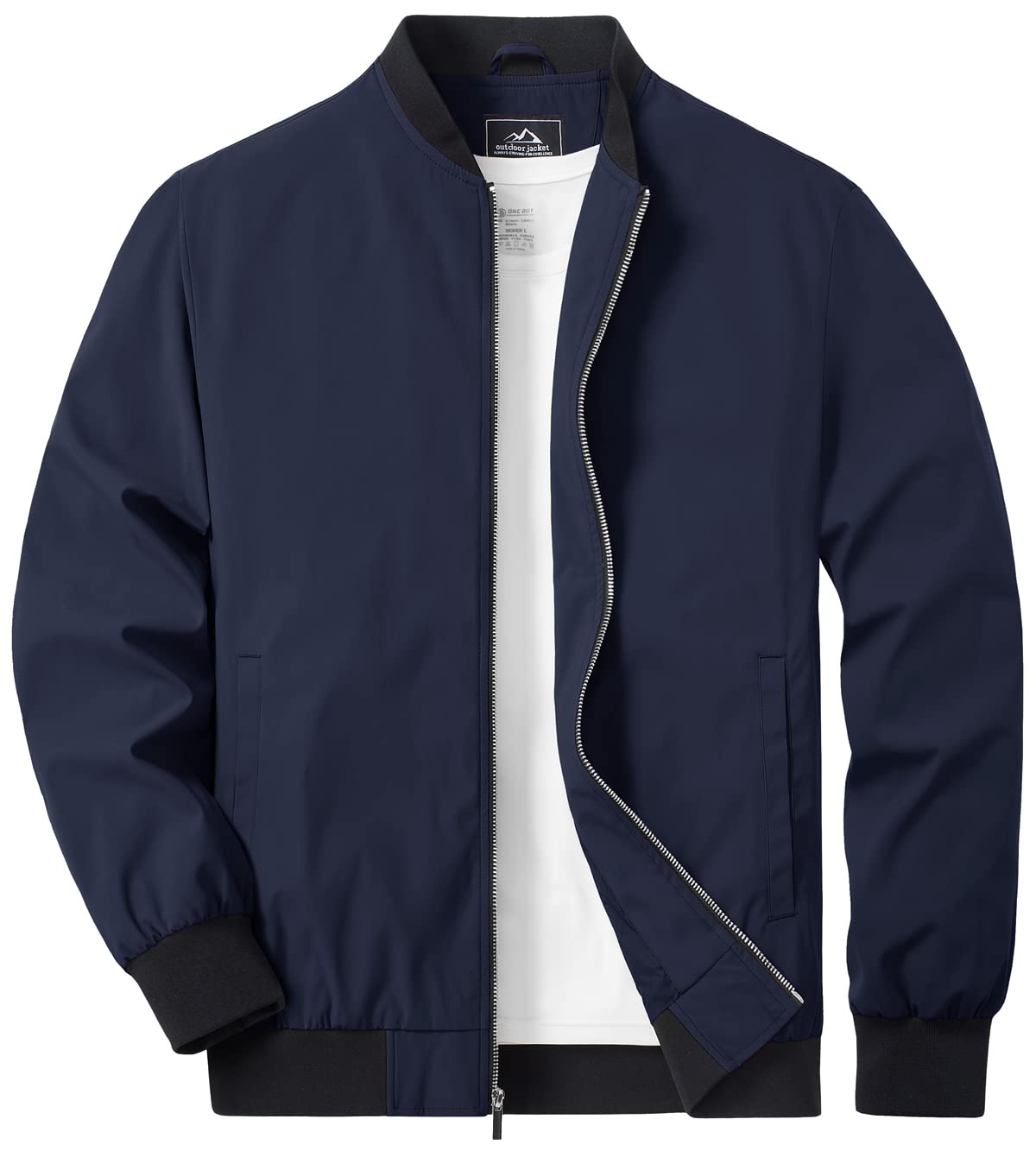 [TACVASEN] ジャケット メンズ 春秋 バイクウェア 防風 軽量 おしゃれ アウター スポーツ 夏服 スタジャン ウインドブレーカー 薄手 通気 ネイビー L