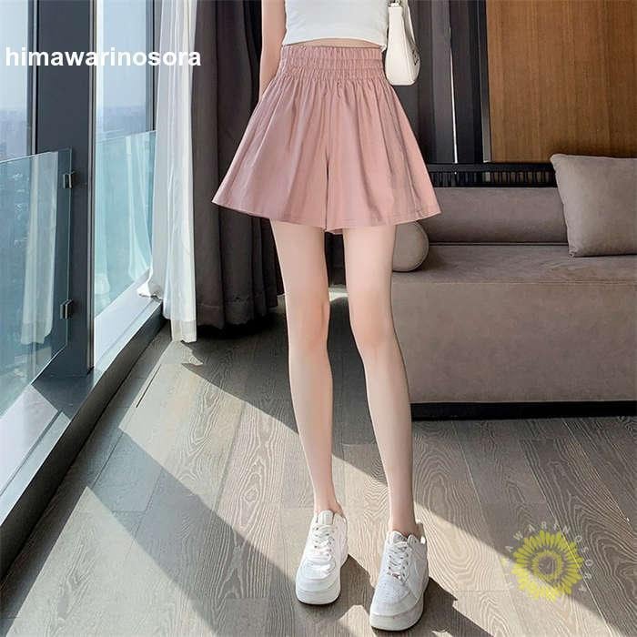 ショートパンツ レディース 夏 きれいめ 綿麻 コットン ハイウエスト ショーツ 薄手 涼しい 冷感 ウエストゴム キュロット 短パン 着痩せ 美脚 お出かけ デート