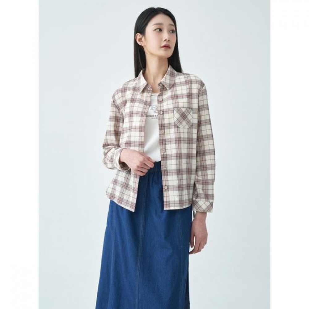 [ジッセン] コットンチェックブラウス LCWSO427_LB