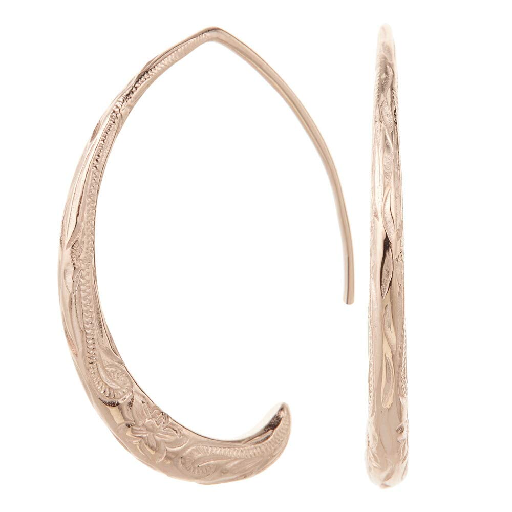 Piena フックピアス プランプピアス レディース サージカルステンレス ハワイアンジュエリー 両耳用 プルメリア 波 スクロール 彫刻 金属アレルギー対応 am-aab-gess243