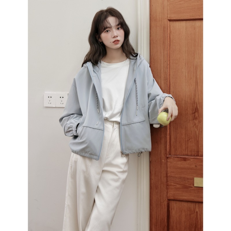 【急速出荷】送.料.無.料.連帽抽縄 学院 ファスナー突撃衣 ジャケット コート レディー 秋までヘビロテ！