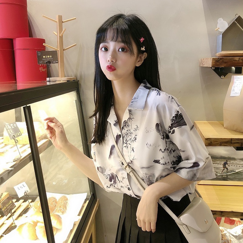 トップス シャツ 袖あり 半袖 襟付き かわいい 大人可愛い きれいめ シンプル カジュアル 大人 上品 おしゃれ お洒落 かっこいい レトロ 大人女子 こなれ感 ラフ ラブリー キュート ルーズ