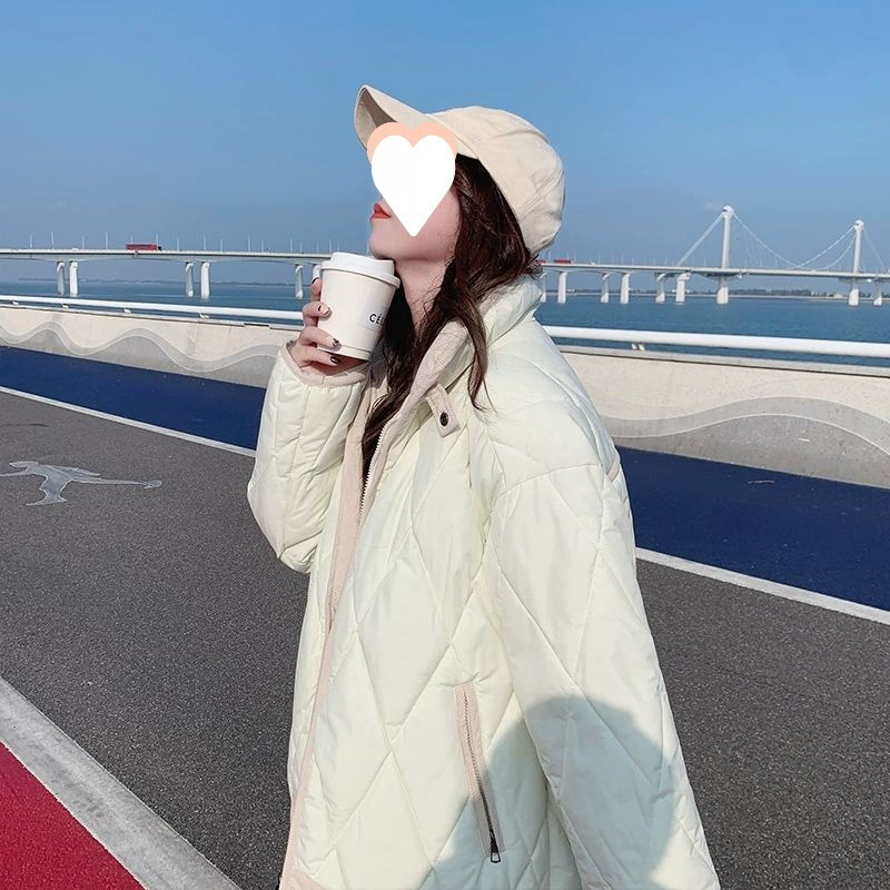 2025新作菱型縫いダウンコート 女性用 高級 トレンド 秋冬季 厚手 綿入れ アウター