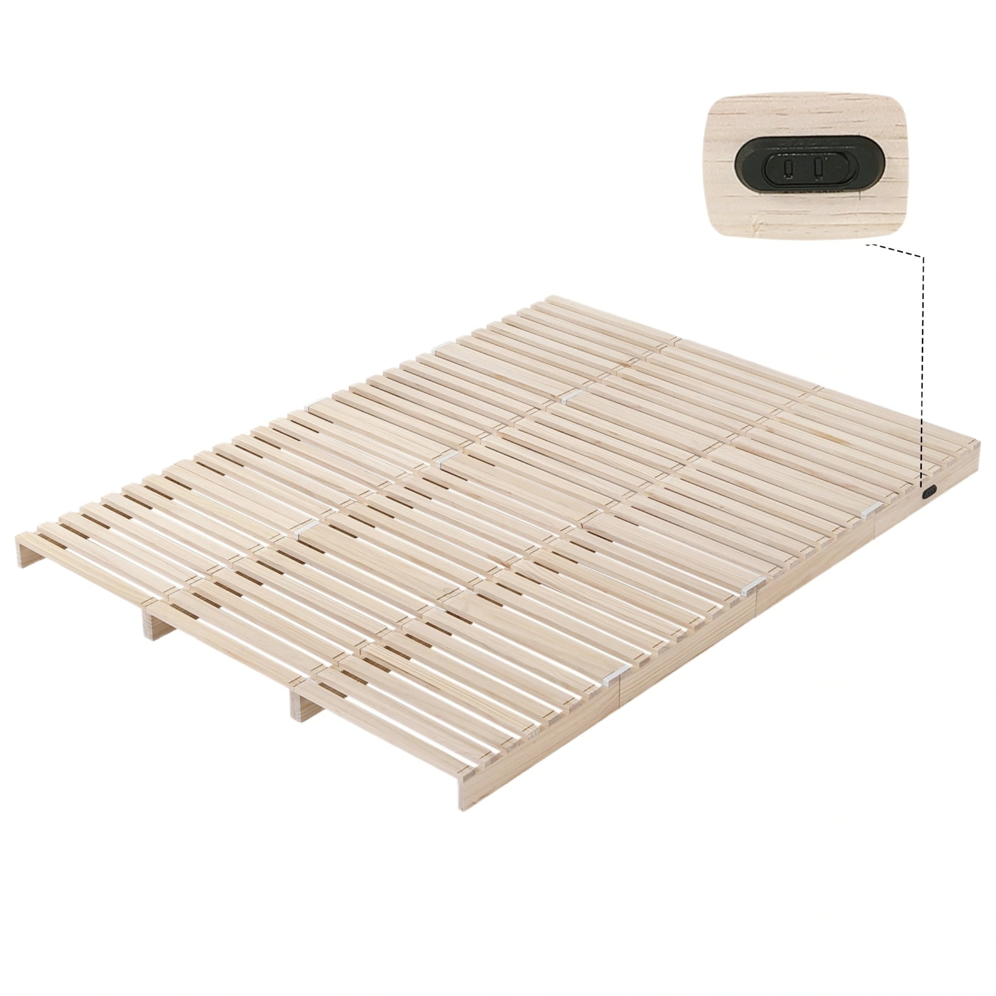 【24】パレットベッド 12枚セット すのこベッド コンセント付き 天然パイン材 ローベッド 50*50cm 組み換え自由 木製 天然木 軽量 ベッド パレット ロータイプ ベッドフレーム