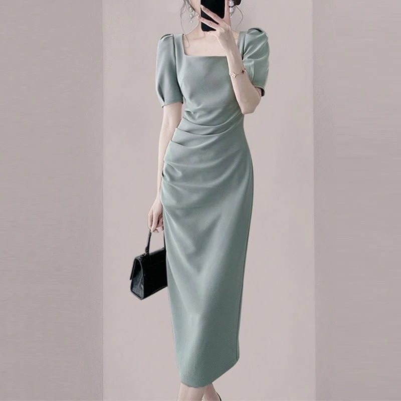 パーティードレス ドレス ワンピース 韓国ファッション ワンピース 半袖 レディース ロングドレス 通勤気質Lパーティードレスセクシー ロングワンピ