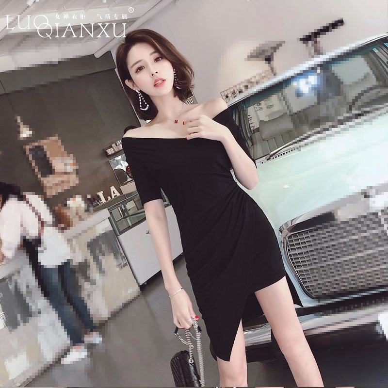 2025新型クラブ ふじんふく気質はスリムで肩セクシーなvネック不規則なワンピース子供夏を見せます