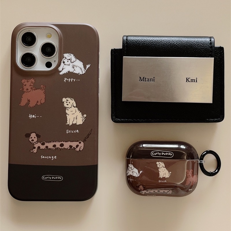 Apple Airpods 保護ケースに適した茶色の子犬漫画 Airpodspro ヘッドフォン新しいワイヤレス