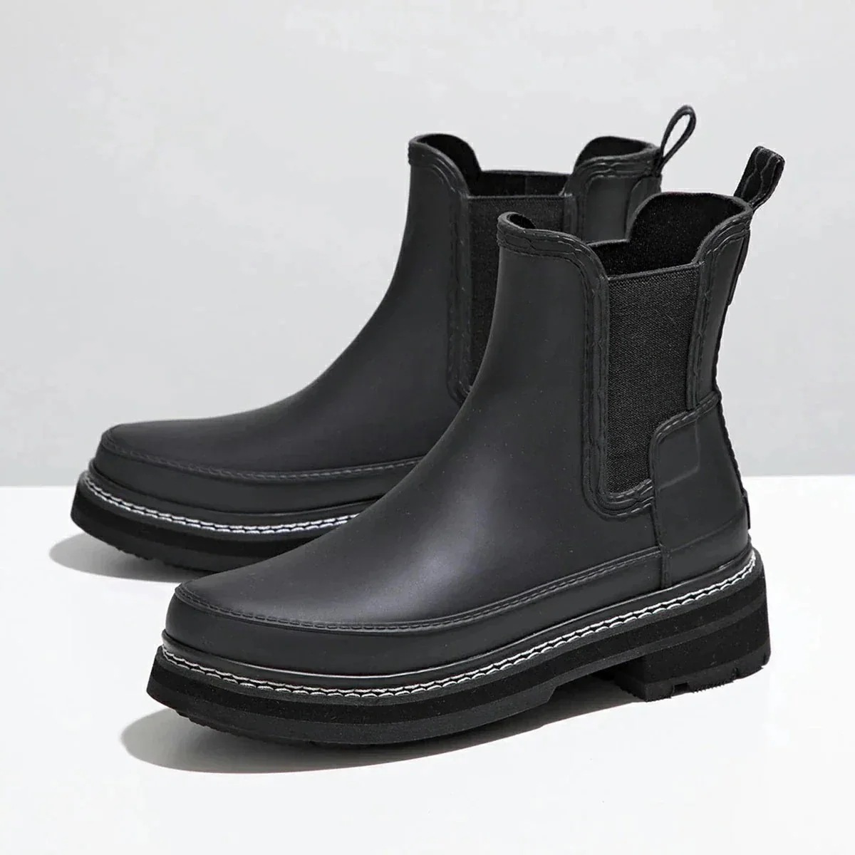 HUNTER ハンター レインブーツ W REF STITCH DETAIL CHELSEA WFS2100RMA レディース ラバー ロゴ 防水 サイドゴア