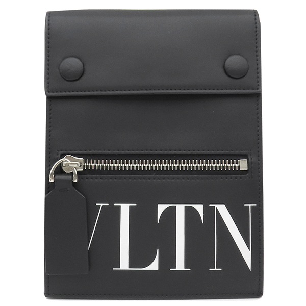 ヴァレンティノ VALENTINO ショルダーバッグ VLTN ロゴ ネックポーチ レザー ブラック シルバー金具 ミニバッグ 黒 UY2P0Q83LVN 【箱】【中古】