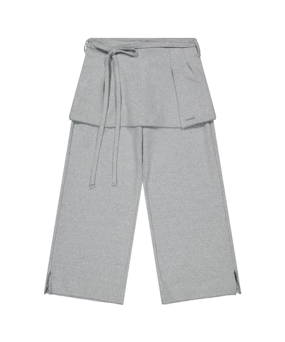 【COYSEIO】26SS SOFT CROPPED SKIRT PANTS : MELANGE GREY