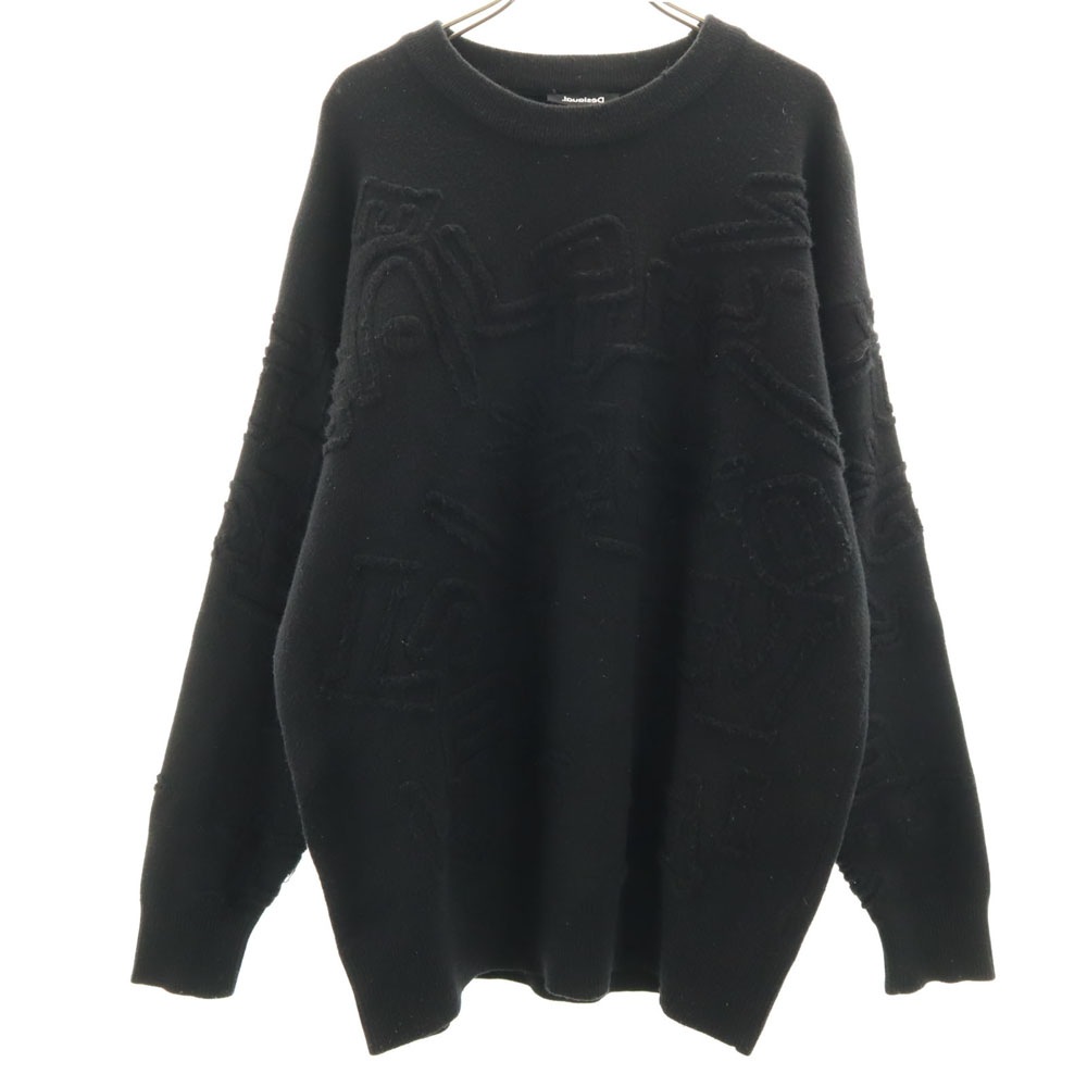 長袖 3D ニット M ブラック セーター メンズ 古着