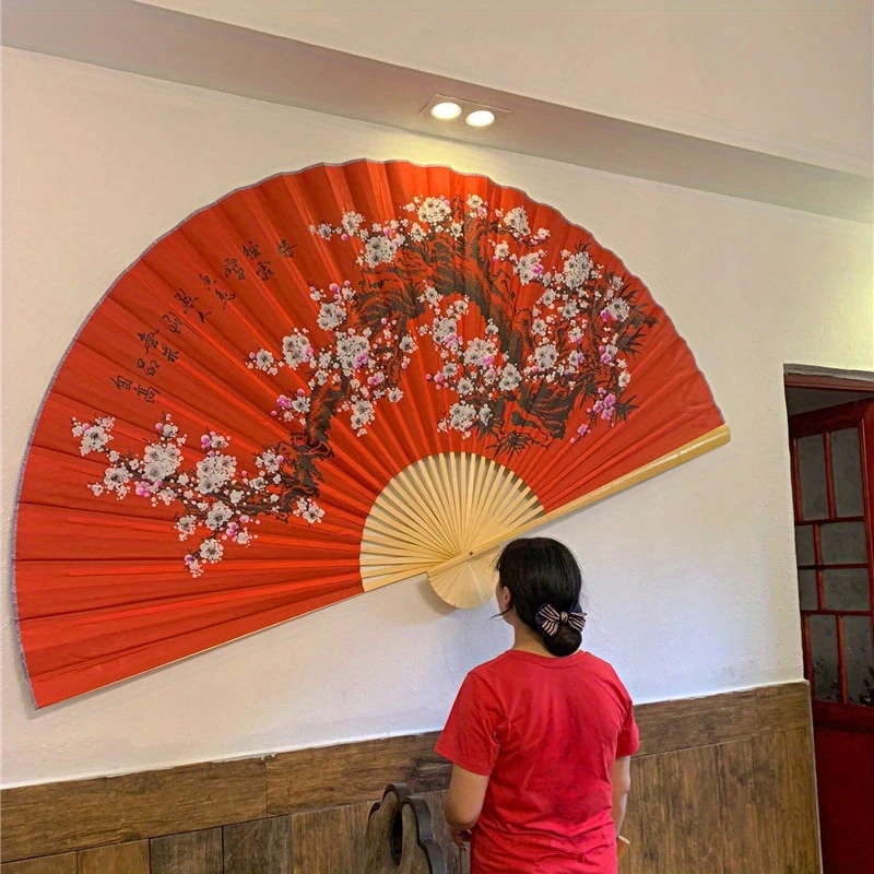 インテリア 壁掛け 扇子 折りたたみ 特大 伝統的 おしゃれ かわいい オブジェ オーナメント ウォールアート 工芸品 カラフル 4-7