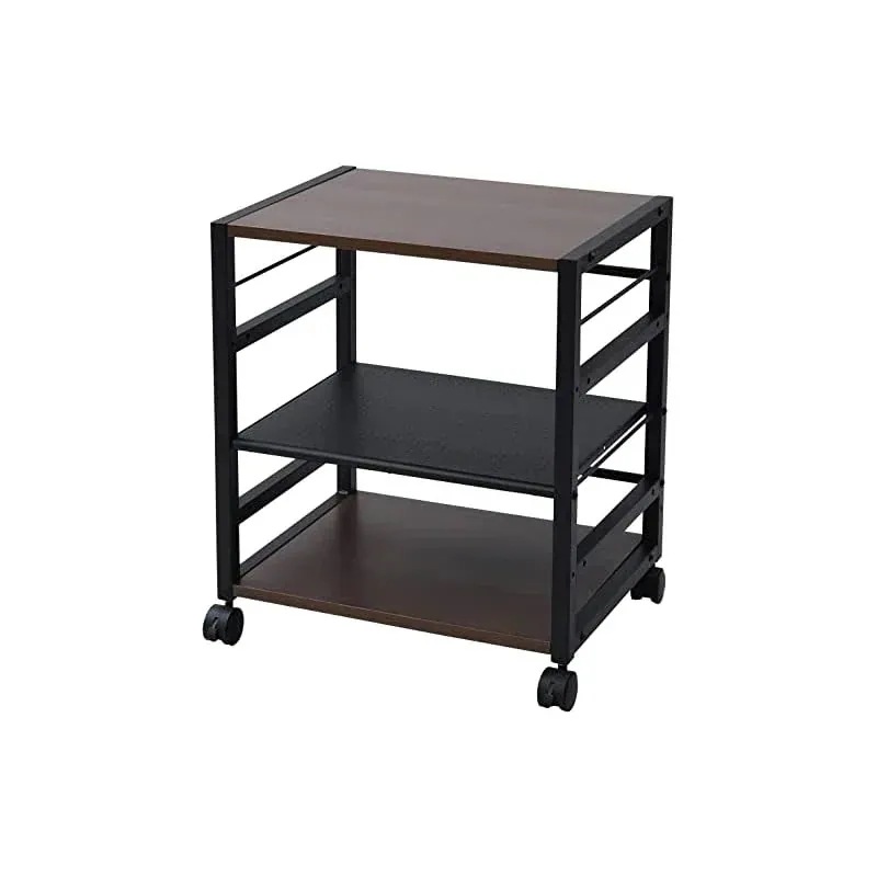 デスク サイドワゴン 幅53奥行40高さ63cm A4対応 キャスター付き 天板棚板高さ調節可能 組立品 ココアブラウン NNGS-3R(CCB/BK)
