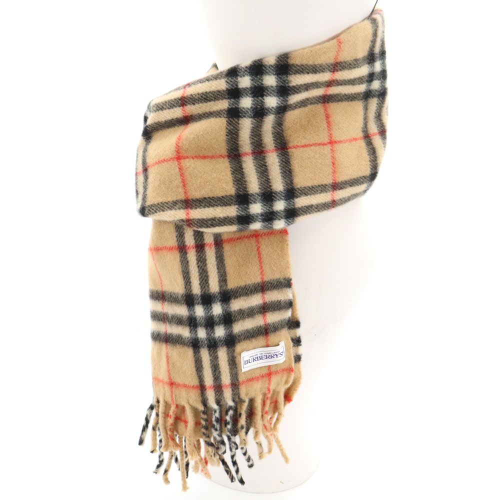 バーバリーズ 英国製 ノバチェック柄 マフラー ベージュ Burberrys ユニセックス メンズ 古着