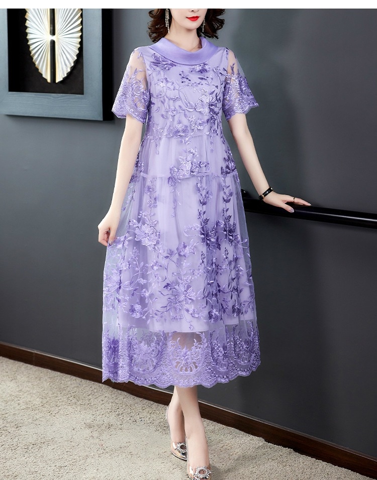 ベーシック お出かけ 結婚式 モダン お呼ばれドレス ドレス お呼ばれワンピース グリーン 大きいサイズ 透け感 ワンピース 美人 パープル 披露宴 パーティードレス レース レディース グレー