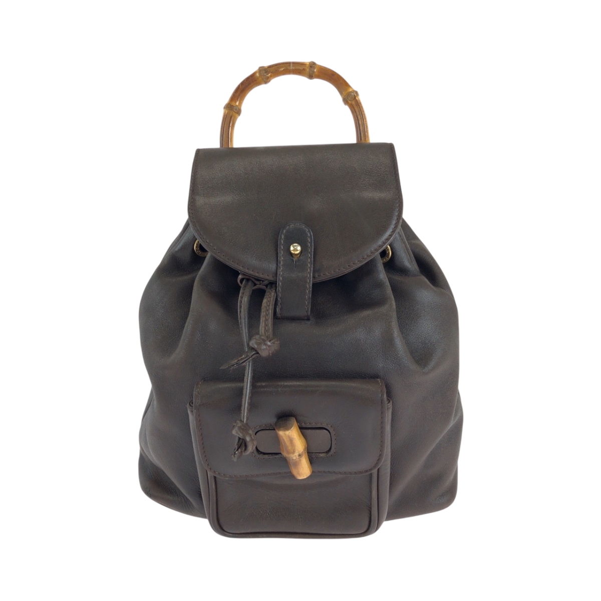 ヴィンテージ バンブー ダークブラウン ブラウン ゴールド金具 レザー 003 2852 リュックサック バックパック レディース 504836