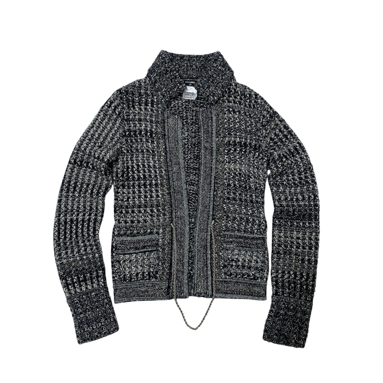 シャネル CHANEL カシミアニットチェーンビジュー カーディガン #36 P42041 レディース