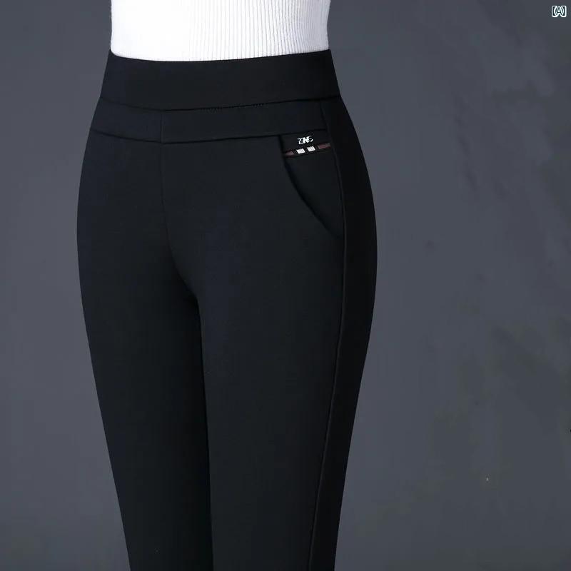 レディースファッション　かわいい　オシャレ　海外 ストライプ ハイウエスト ストレート レッグ パンツ カジュアル