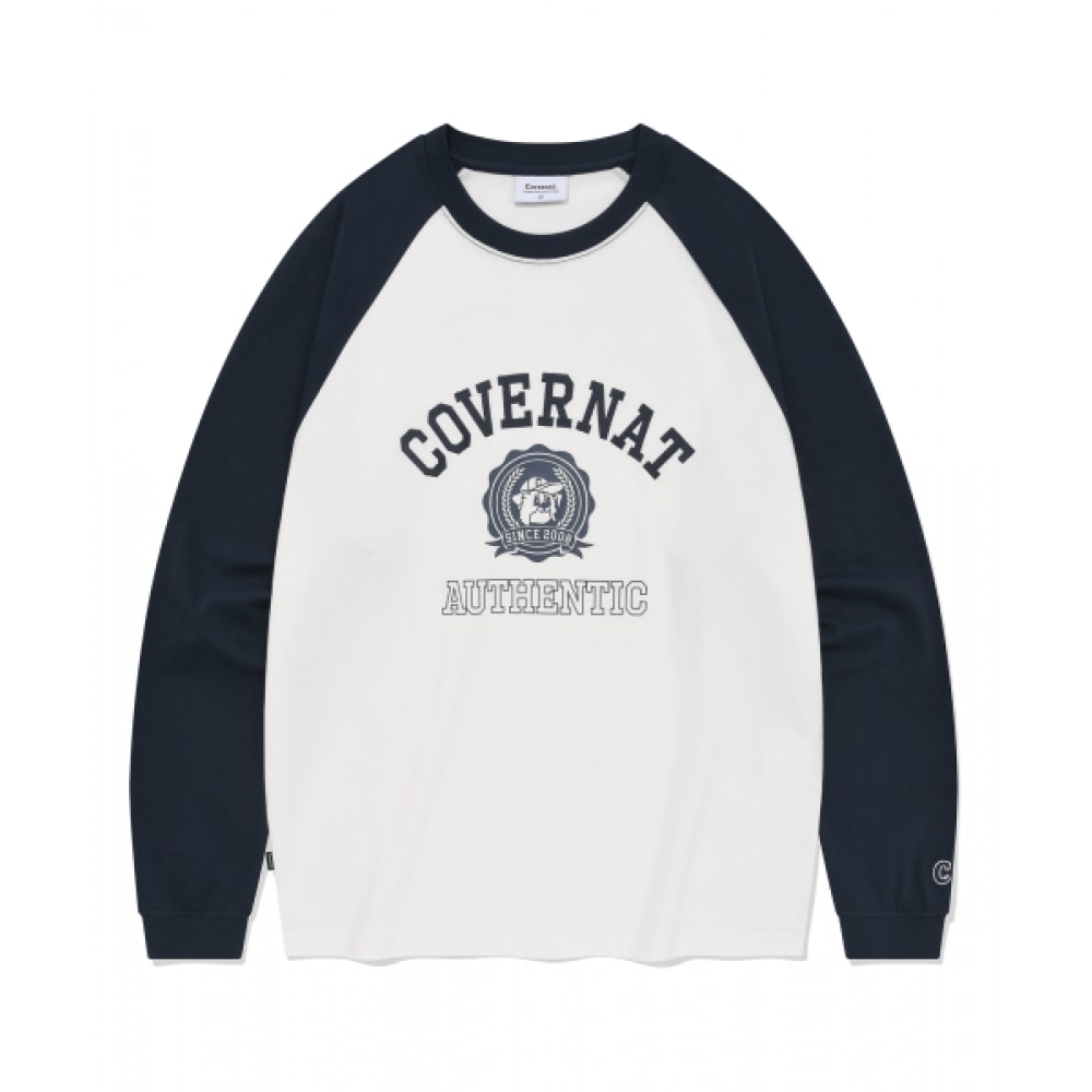 COVERNAT ボーダーコリーエンブレムラグランロングスリーブネイビー 7,223円