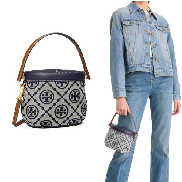 144017 モノグラム バケットバッグ ショルダーバッグ ハンドバッグ ネイビー レディース