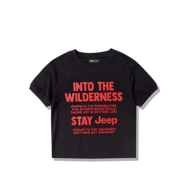 JQ3TSF267 ブラック 女性専用 ステイワイルド クロップ 半袖Tシャツ