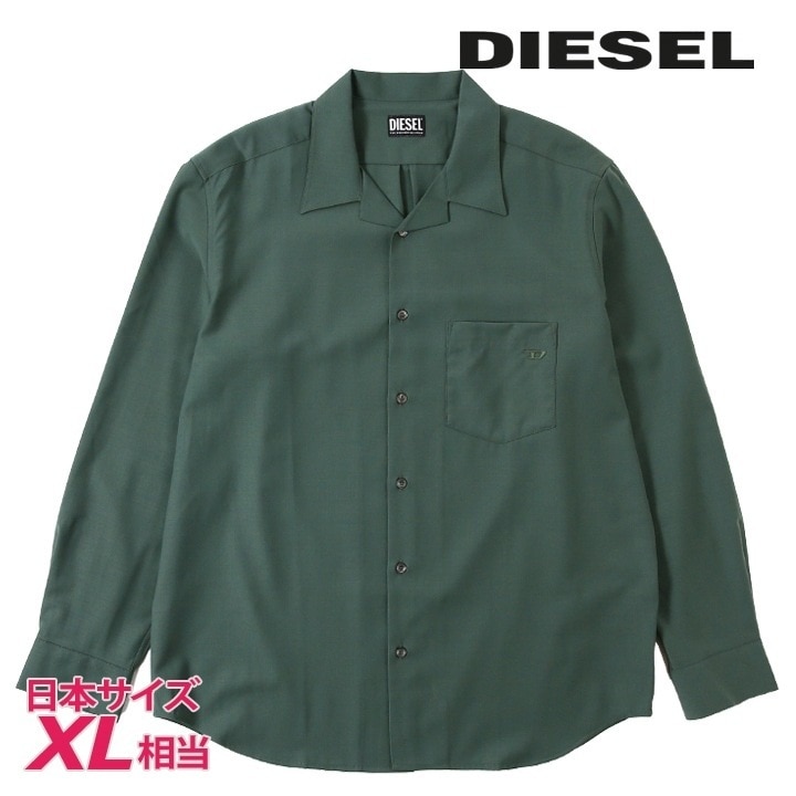 長袖シャツ メンズ S-WOOLY ワンポイント刺繍ロゴ オープンカラー die-m-t-f4-35r