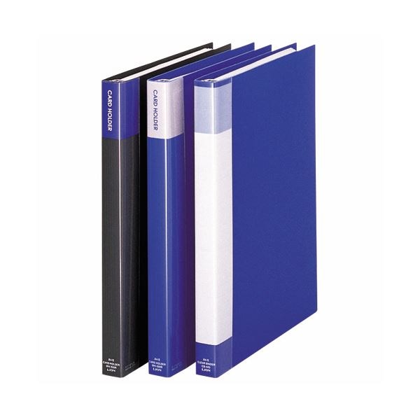 （まとめ）ライオン事務器 名刺ホルダーサイドインタイプ A4タテ 30穴 300枚 ブラック MH-300R 1冊 (×3セット)