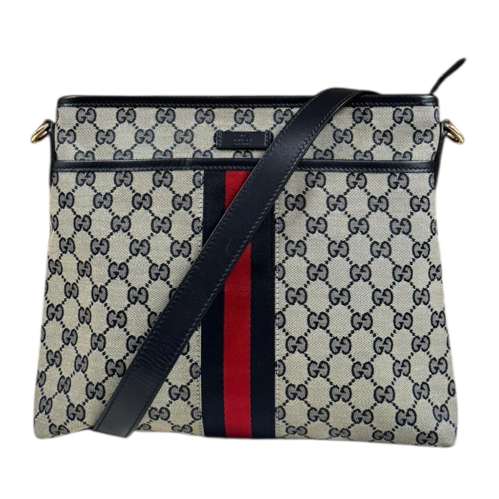 グッチ シェリー ショルダーバッグ GGキャンバス 388926 ネイビー GUCCI 中古