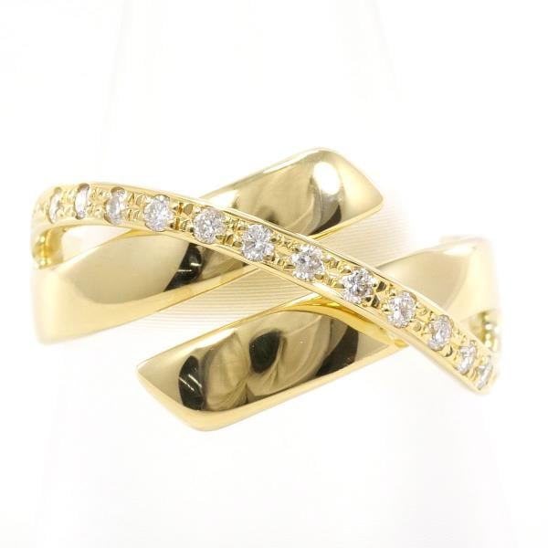 K18 18金 YG リング 指輪 12号 ダイヤ 0.15 カード鑑別書 ジュエリー 中古