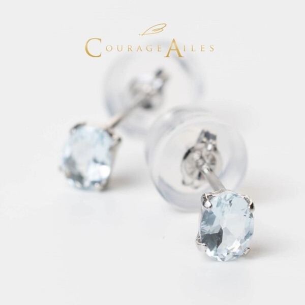 Courage Ailes EDA-1470AQ ピアス (3月誕生石 アクアマリン 天然石 カラーストーン Pt900 プラチナ ペンダント結婚祝い 記念日 誕生日 華奢 贈り物 シンプル 4本爪)