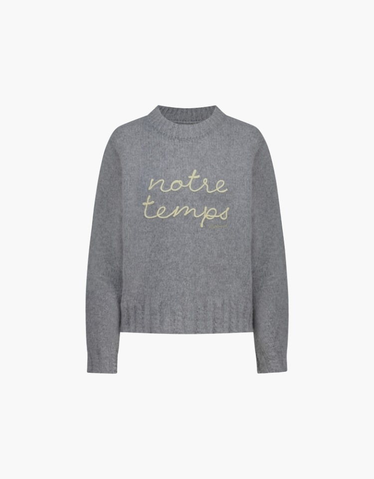 【DEPOUND】 EMBRODIERY FLUFFY PULLOVER : MELANGE GRAY