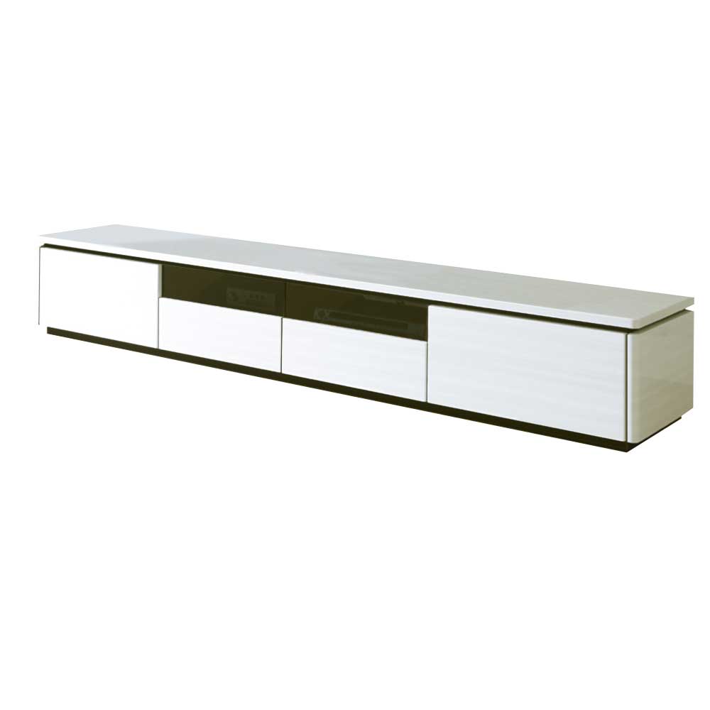 ＲＵＳＨ 幅210cm テレビボード ローボード テレビ台 ホワイト ブラック 白 黒 長方形 木製 収納 仕切り立て 光沢あるハイグロスUV塗装 産地直送