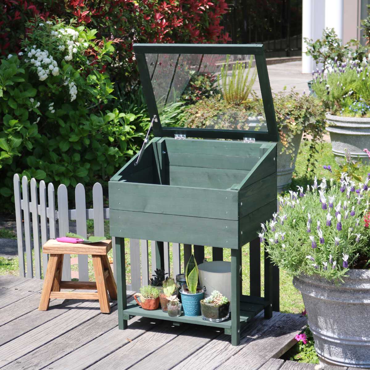 グリーンハウス 木製窓付グリーンハウス 温室 OWN オウン プランタースタンド プランター台 フラワーラック 簡易温室 脚付き 収納 木製 ディスプレイ シェルフ おしゃれ 室内