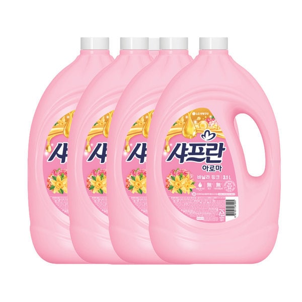 気分が良くなる香り シャフラン 柔軟剤 バニラピンク 3.1L 4個 (贈呈品なくなり次第贈呈終了)