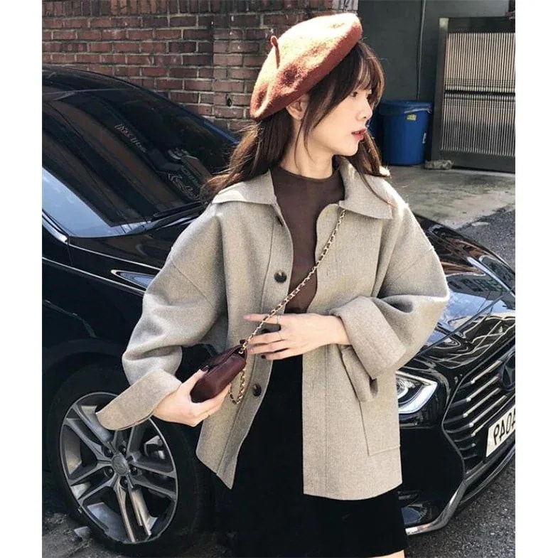 コートレディースラシャステンカラーコートウールコート洋服ショート丈アウターオーバーコ30%までに制限