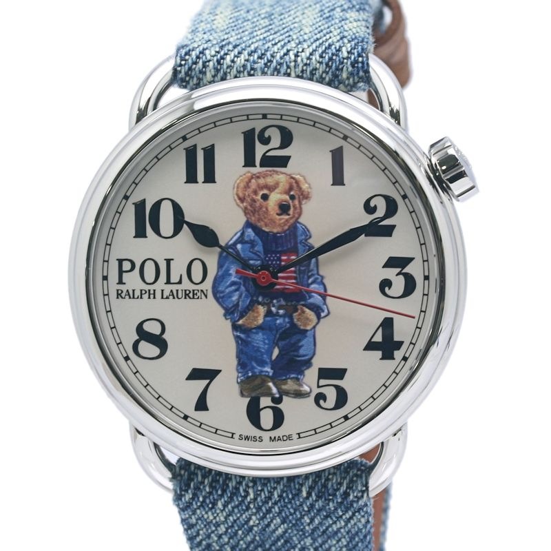 デニム フラッグ ポロ ベア FJPOFWAJW420019 【正規店購入/磨き済】【中古】腕時計 メンズ ステンレススチールxデニム /40400