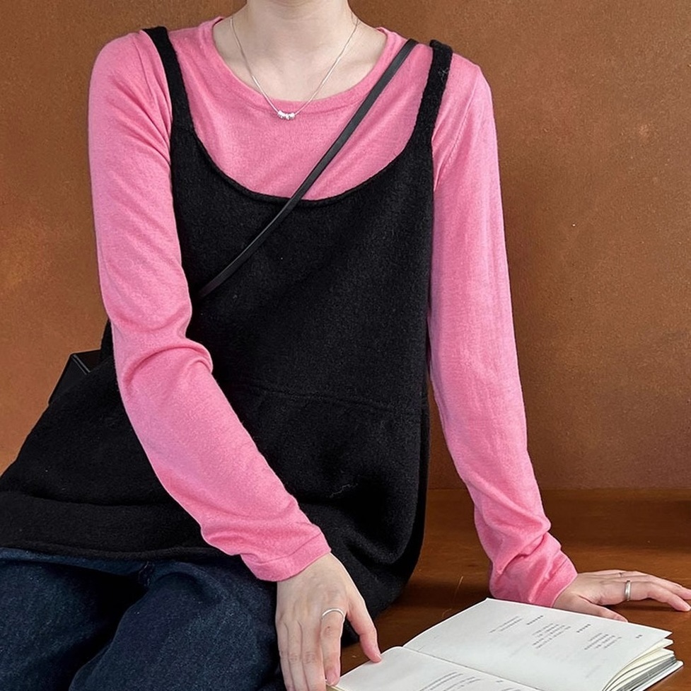 キャミソール トップス ペプラムキャミソール フレアキャミソール ラウンドネック ストラップ 袖なし ノースリーブ ペプラム 切り替え 裾フレア オーバーサイズ フェルト ニット 無地 重ね着