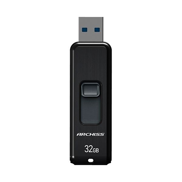（まとめ） アーキスUSB3.2（Gen1） スライド式フラッシュメモリ 32GB ブラック AS-032GU3-PSB 1個 (×5セット)