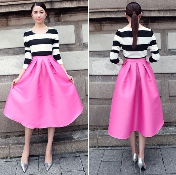 スカート フレアスカート 膝下 フレア デザイン タック 美ライン 軽やか カラバリ スタイルアップ ロマンチック かわいい 大人可愛い きれいめ シンプル カジュアル 大人 上品 おしゃれ お洒落