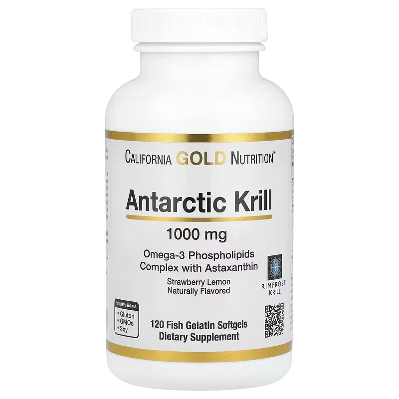 南極オキアミ油 アスタキサンチンを含むオメガ3リン脂質複合体 天然ストロベリー レモン 1000 mg フィッシュゼラチンソフトジェル 120粒
