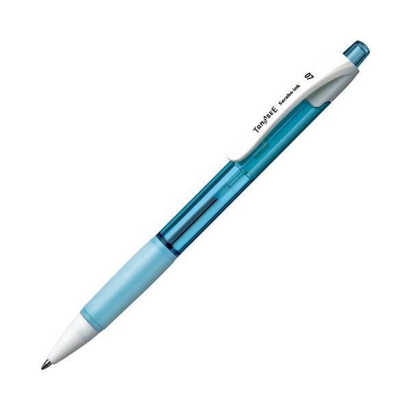 (まとめ) TANOSEE ノック式油性ボールペン(なめらかインク) 細字 0.7mm アクアブルー(インク:黒) 50本 10セット