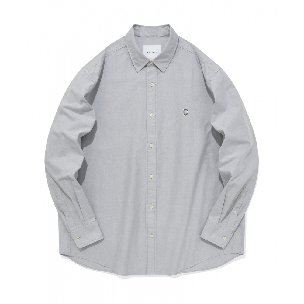 COVERNAT Cロゴオックスフォードシャツグレー