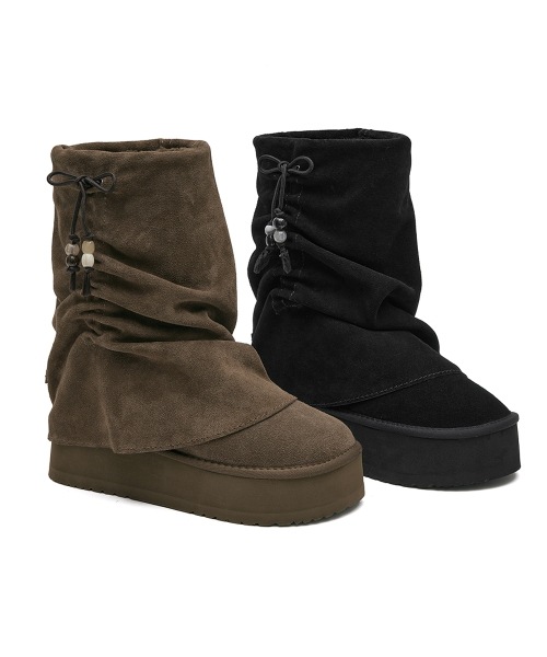 ROCKFISH WEATHERWEAR公式 ミドルブーツ GATHERED MAXI FOLDED BOOTS MIDDLE 2 colors